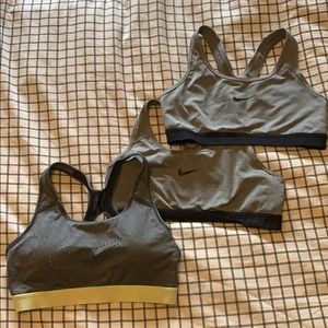 3 gray nike sports bras
